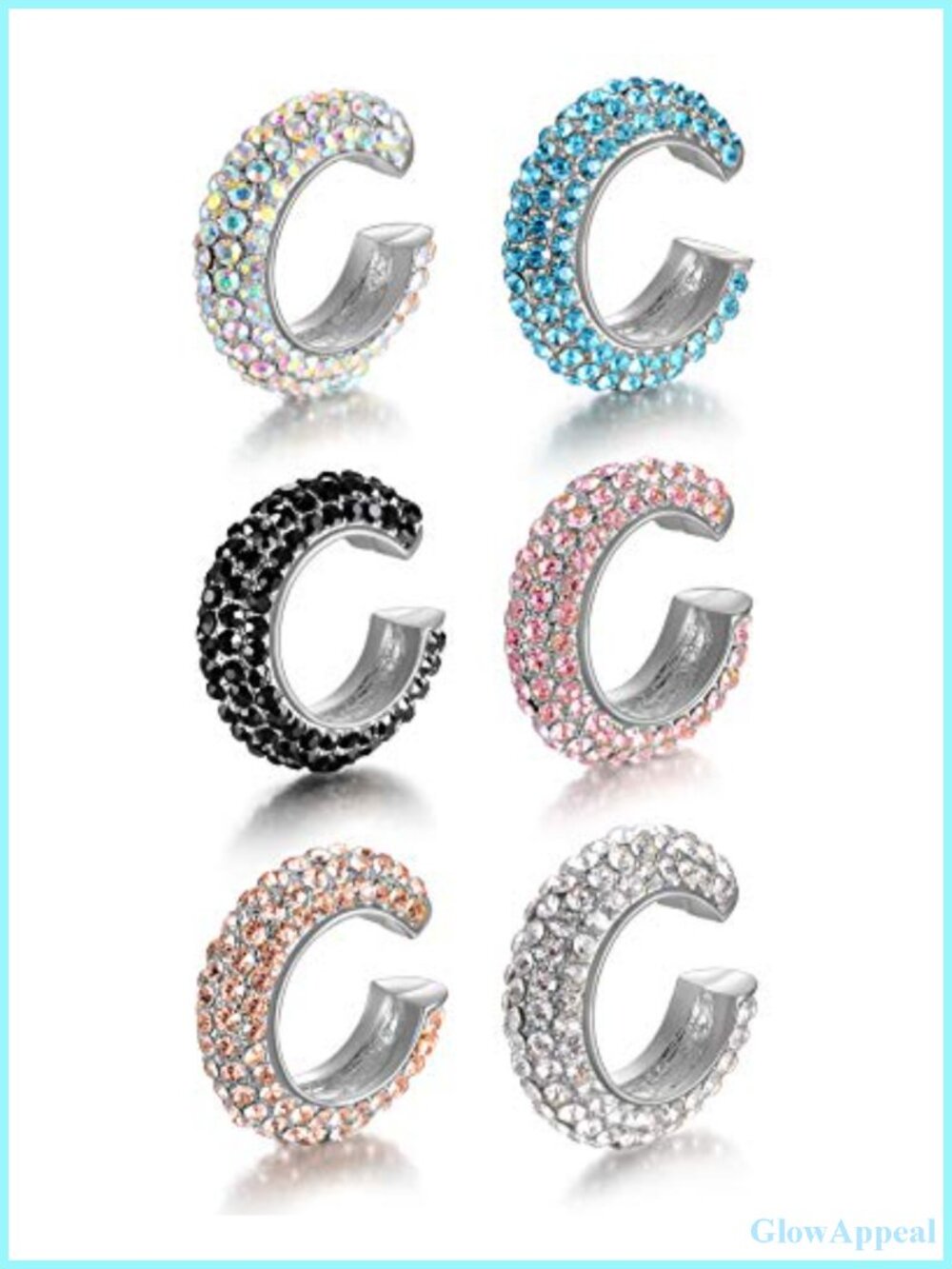 6Pcs Non Pierced CZ Huggie Ear Cuffs Clip On Cartilage Earrings for Women, No